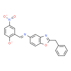 ChemSpider 2D Image | 2-{(E)-[(2-Benzyl-1,3-benzoxazol-5-yl)imino]methyl}-4-nitrophenolate | C21H14N3O4