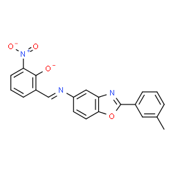 ChemSpider 2D Image | 2-[(E)-{[2-(3-Methylphenyl)-1,3-benzoxazol-5-yl]imino}methyl]-6-nitrophenolate | C21H14N3O4