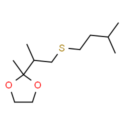 ChemSpider 2D Image | 2-Methyl-2-{1-[(3-methylbutyl)sulfanyl]-2-propanyl}-1,3-dioxolane | C12H24O2S