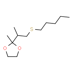 ChemSpider 2D Image | 2-Methyl-2-[1-(pentylsulfanyl)-2-propanyl]-1,3-dioxolane | C12H24O2S