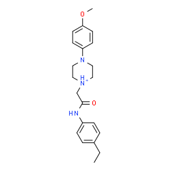 ChemSpider 2D Image | 1-{2-[(4-Ethylphenyl)amino]-2-oxoethyl}-4-(4-methoxyphenyl)piperazin-1-ium | C21H28N3O2