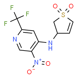 ChemSpider 2D Image | N-(1,1-Dioxido-2,3-dihydro-3-thiophenyl)-5-nitro-2-(trifluoromethyl)-4-pyridinamine | C10H8F3N3O4S