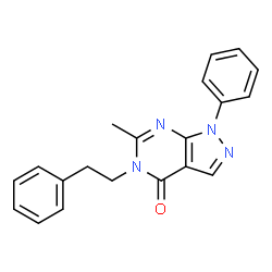 ChemSpider 2D Image | 6-methyl-1-phenyl-5-(2-phenylethyl)pyrazolo[3,4-d]pyrimidin-4-one | C20H18N4O