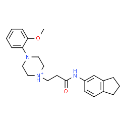 ChemSpider 2D Image | 1-[3-(2,3-Dihydro-1H-inden-5-ylamino)-3-oxopropyl]-4-(2-methoxyphenyl)piperazin-1-ium | C23H30N3O2