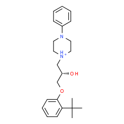 ChemSpider 2D Image | 1-{(2S)-2-Hydroxy-3-[2-(2-methyl-2-propanyl)phenoxy]propyl}-4-phenylpiperazin-1-ium | C23H33N2O2