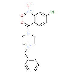 ChemSpider 2D Image | 1-Benzyl-4-(4-chloro-2-nitrobenzoyl)piperazin-1-ium | C18H19ClN3O3