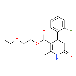ChemSpider 2D Image | 2-Ethoxyethyl 4-(2-fluorophenyl)-2-methyl-6-oxo-1,4,5,6-tetrahydro-3-pyridinecarboxylate | C17H20FNO4