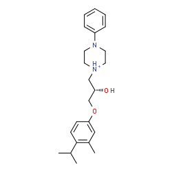 ChemSpider 2D Image | 1-[(2S)-2-Hydroxy-3-(4-isopropyl-3-methylphenoxy)propyl]-4-phenylpiperazin-1-ium | C23H33N2O2