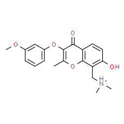 ChemSpider 2D Image | [7-Hydroxy-3-(3-methoxyphenoxy)-2-methyl-4-oxo-4H-chromen-8-yl]-N,N-dimethylmethanaminium | C20H22NO5
