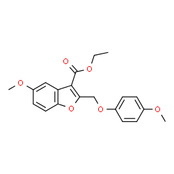 ChemSpider 2D Image | Ethyl 5-methoxy-2-[(4-methoxyphenoxy)methyl]-1-benzofuran-3-carboxylate | C20H20O6