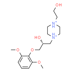 ChemSpider 2D Image | 1-[(2R)-3-(2,6-Dimethoxyphenoxy)-2-hydroxypropyl]-4-(2-hydroxyethyl)piperazinediium | C17H30N2O5