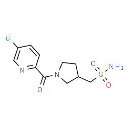 ChemSpider 2D Image | 1-{1-[(5-Chloro-2-pyridinyl)carbonyl]-3-pyrrolidinyl}methanesulfonamide | C11H14ClN3O3S