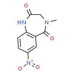 ChemSpider 2D Image | 4-Methyl-7-nitro-3,4-dihydro-1H-1,4-benzodiazepine-2,5-dione | C10H9N3O4