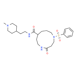 ChemSpider 2D Image | N-[2-(1-Methyl-4-piperidinyl)ethyl]-4-oxo-1-(phenylsulfonyl)-1,5-diazacycloundecane-8-carboxamide | C24H38N4O4S