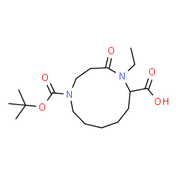 ChemSpider 2D Image | 5-Ethyl-1-{[(2-methyl-2-propanyl)oxy]carbonyl}-4-oxo-1,5-diazacycloundecane-6-carboxylic acid | C17H30N2O5