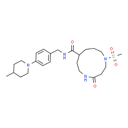 ChemSpider 2D Image | N-[4-(4-Methyl-1-piperidinyl)benzyl]-1-(methylsulfonyl)-4-oxo-1,5-diazacycloundecane-8-carboxamide | C24H38N4O4S