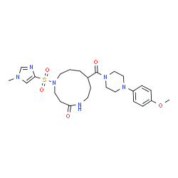 ChemSpider 2D Image | 9-{[4-(4-Methoxyphenyl)-1-piperazinyl]carbonyl}-5-[(1-methyl-1H-imidazol-4-yl)sulfonyl]-1,5-diazacycloundecan-2-one | C25H36N6O5S