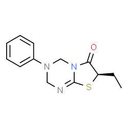 ChemSpider 2D Image | (7R)-7-Ethyl-3-phenyl-3,4-dihydro-2H-[1,3]thiazolo[3,2-a][1,3,5]triazin-6(7H)-one | C13H15N3OS