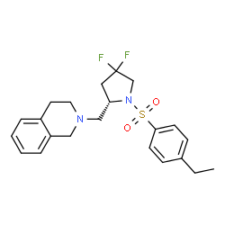 ChemSpider 2D Image | 2-({(2S)-1-[(4-Ethylphenyl)sulfonyl]-4,4-difluoro-2-pyrrolidinyl}methyl)-1,2,3,4-tetrahydroisoquinoline | C22H26F2N2O2S