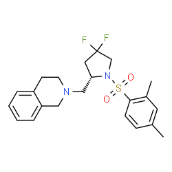ChemSpider 2D Image | 2-({(2S)-1-[(2,4-Dimethylphenyl)sulfonyl]-4,4-difluoro-2-pyrrolidinyl}methyl)-1,2,3,4-tetrahydroisoquinoline | C22H26F2N2O2S
