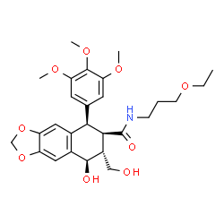 ChemSpider 2D Image | (5R,6R,7R,8R)-N-(3-Ethoxypropyl)-8-hydroxy-7-(hydroxymethyl)-5-(3,4,5-trimethoxyphenyl)-5,6,7,8-tetrahydronaphtho[2,3-d][1,3]dioxole-6-carboxamide | C27H35NO9