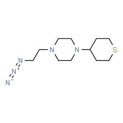 ChemSpider 2D Image | 1-(2-Azidoethyl)-4-(tetrahydro-2H-thiopyran-4-yl)piperazine | C11H21N5S