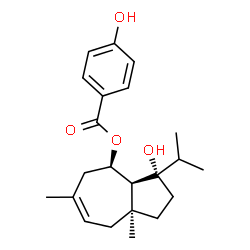 ChemSpider 2D Image | (3S,3aS,4R,8aS)-3-Hydroxy-3-isopropyl-6,8a-dimethyl-1,2,3,3a,4,5,8,8a-octahydro-4-azulenyl 4-hydroxybenzoate | C22H30O4