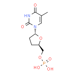 ChemSpider 2D Image | [(2R,5R)-5-(5-Methyl-2,4-dioxo-3,4-dihydro-1(2H)-pyrimidinyl)tetrahydro-2-furanyl]methyl dihydrogen phosphate | C10H15N2O7P