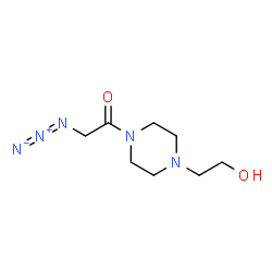 ChemSpider 2D Image | 2-Azido-1-[4-(2-hydroxyethyl)-1-piperazinyl]ethanone | C8H15N5O2