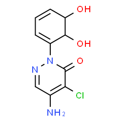ChemSpider 2D Image | 5-Amino-4-chloro-2-(5,6-dihydroxy-1,3-cyclohexadien-1-yl)-3(2H)-pyridazinone | C10H10ClN3O3