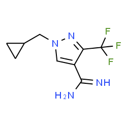 ChemSpider 2D Image | 1-(Cyclopropylmethyl)-3-(trifluoromethyl)-1H-pyrazole-4-carboximidamide | C9H11F3N4