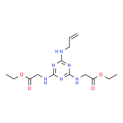 ChemSpider 2D Image | Diethyl 2,2'-{[6-(allylamino)-1,3,5-triazine-2,4-diyl]diimino}diacetate | C14H22N6O4