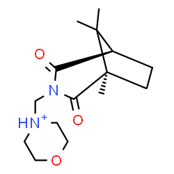 ChemSpider 2D Image | 4-{[(1R,5R)-1,8,8-Trimethyl-2,4-dioxo-3-azabicyclo[3.2.1]oct-3-yl]methyl}morpholin-4-ium | C15H25N2O3