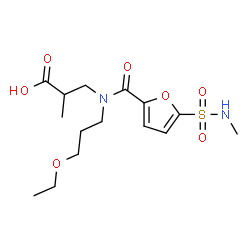 ChemSpider 2D Image | 3-{(3-Ethoxypropyl)[5-(methylsulfamoyl)-2-furoyl]amino}-2-methylpropanoic acid | C15H24N2O7S
