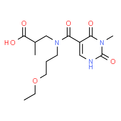 ChemSpider 2D Image | 3-{(3-Ethoxypropyl)[(3-methyl-2,4-dioxo-1,2,3,4-tetrahydro-5-pyrimidinyl)carbonyl]amino}-2-methylpropanoic acid | C15H23N3O6