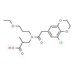 ChemSpider 2D Image | 3-{[(8-Chloro-2,3-dihydro-1,4-benzodioxin-6-yl)acetyl](3-ethoxypropyl)amino}-2-methylpropanoic acid | C19H26ClNO6
