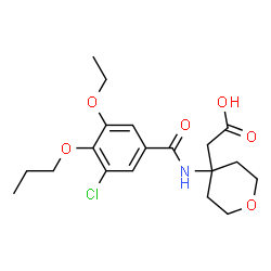 ChemSpider 2D Image | {4-[(3-Chloro-5-ethoxy-4-propoxybenzoyl)amino]tetrahydro-2H-pyran-4-yl}acetic acid | C19H26ClNO6