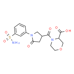 ChemSpider 2D Image | 4-{[5-Oxo-1-(3-sulfamoylphenyl)-3-pyrrolidinyl]carbonyl}-3-morpholinecarboxylic acid | C16H19N3O7S