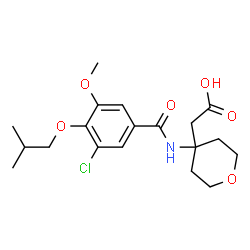 ChemSpider 2D Image | {4-[(3-Chloro-4-isobutoxy-5-methoxybenzoyl)amino]tetrahydro-2H-pyran-4-yl}acetic acid | C19H26ClNO6
