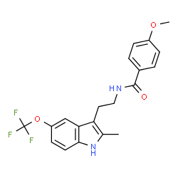 ChemSpider 2D Image | 4-Methoxy-N-{2-[2-methyl-5-(trifluoromethoxy)-1H-indol-3-yl]ethyl}benzamide | C20H19F3N2O3