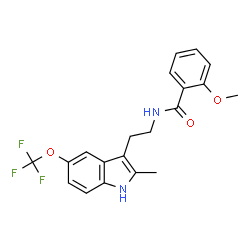ChemSpider 2D Image | 2-Methoxy-N-{2-[2-methyl-5-(trifluoromethoxy)-1H-indol-3-yl]ethyl}benzamide | C20H19F3N2O3