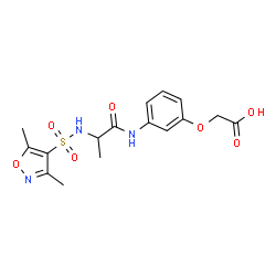 ChemSpider 2D Image | [3-({N-[(3,5-Dimethyl-1,2-oxazol-4-yl)sulfonyl]alanyl}amino)phenoxy]acetic acid | C16H19N3O7S