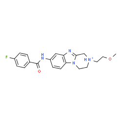 ChemSpider 2D Image | 8-[(4-Fluorobenzoyl)amino]-2-(2-methoxyethyl)-1,2,3,4-tetrahydropyrazino[1,2-a]benzimidazol-2-ium | C20H22FN4O2