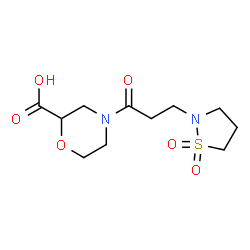ChemSpider 2D Image | 4-[3-(1,1-Dioxido-1,2-thiazolidin-2-yl)propanoyl]-2-morpholinecarboxylic acid | C11H18N2O6S