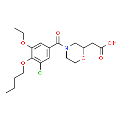 ChemSpider 2D Image | [4-(4-Butoxy-3-chloro-5-ethoxybenzoyl)-2-morpholinyl]acetic acid | C19H26ClNO6