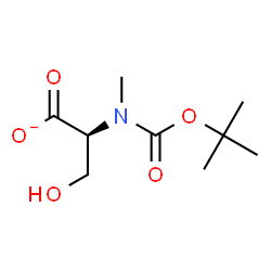 ChemSpider 2D Image | (2S)-3-Hydroxy-2-(methyl{[(2-methyl-2-propanyl)oxy]carbonyl}amino)propanoate | C9H16NO5