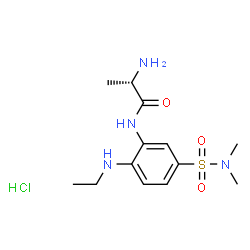 ChemSpider 2D Image | N-[5-(Dimethylsulfamoyl)-2-(ethylamino)phenyl]-L-alaninamide hydrochloride (1:1) | C13H23ClN4O3S