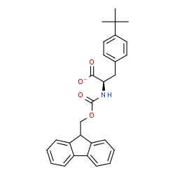ChemSpider 2D Image | (2R)-2-{[(9H-Fluoren-9-ylmethoxy)carbonyl]amino}-3-[4-(2-methyl-2-propanyl)phenyl]propanoate | C28H28NO4