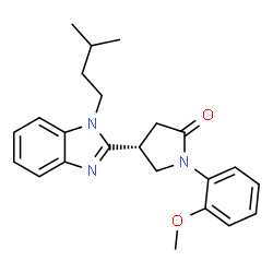 ChemSpider 2D Image | (4R)-1-(2-Methoxyphenyl)-4-[1-(3-methylbutyl)-1H-benzimidazol-2-yl]-2-pyrrolidinone | C23H27N3O2