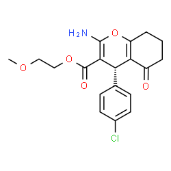 ChemSpider 2D Image | 2-Methoxyethyl (4S)-2-amino-4-(4-chlorophenyl)-5-oxo-5,6,7,8-tetrahydro-4H-chromene-3-carboxylate | C19H20ClNO5